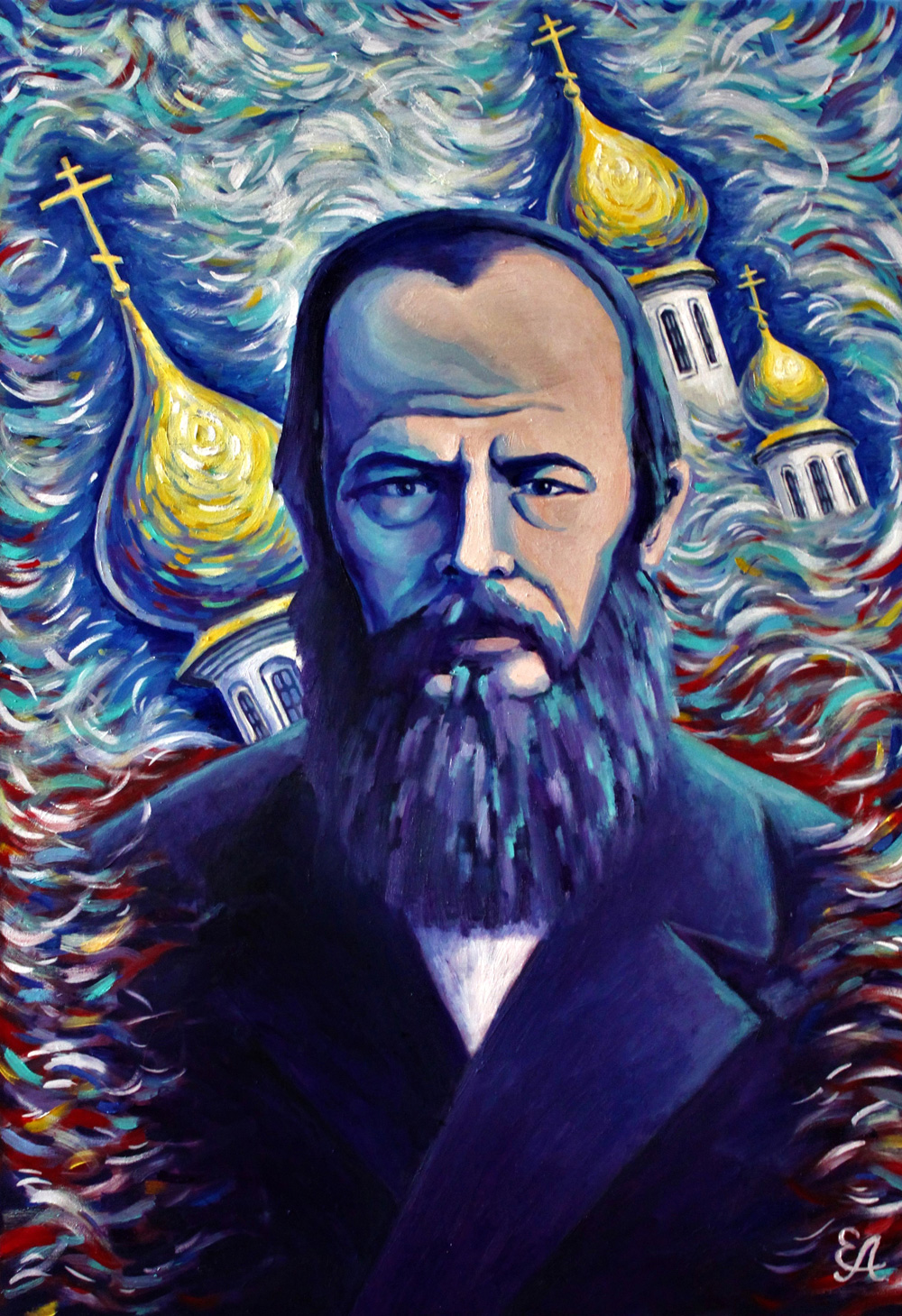 Потрет Достоевского, картина маслом, художник Елена Аристархова.